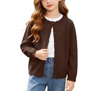 Cárdigan de punto para niñas de 3 a 14 años, cuello redondo, con volantes | Chaquetas de punto de manga larga con botones para la escuela, para usar en capas al aire libre, caminar, viajar