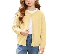 Cárdigan de punto para niñas de 3 a 14 años, cuello redondo, con volantes | Chaquetas de punto de manga larga con botones para la escuela, para usar en capas al aire libre, caminar, viajar