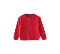 Cárdigan de punto para uniforme escolar para niñas, suéter de punto con botones al frente abierto, manga larga, liso, ligero, puños acanalados, cárdigan de punto, rosso, 5-6 años