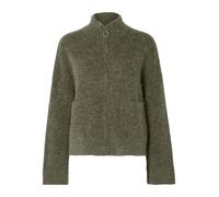 Cardigan de punto suave y moderno con cremallera y cuello de canalé.