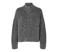 Cardigan de punto suave y moderno con cremallera y cuello de canalé.