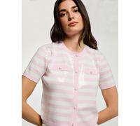 Cárdigan de rayas con lentejuelas rosa mujer M
