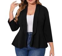 Cárdigan elegante blazer blanco de gran tamaño festivo largo blazer tallas grandes blazer corto talla grande cuello solapa chaqueta de traje 3 4 mangas chaqueta de verano chaqueta de oficina chaqueta