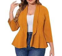 Cárdigan elegante blazer blanco de gran tamaño festivo largo blazer tallas grandes blazer corto talla grande cuello solapa chaqueta de traje 3 4 mangas chaqueta de verano chaqueta de oficina chaqueta