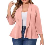 Cárdigan elegante blazer blanco de gran tamaño festivo largo blazer tallas grandes blazer corto talla grande cuello solapa chaqueta de traje 3 4 mangas chaqueta de verano chaqueta de oficina chaqueta