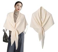 Cárdigan Envolvente De Chal For Mujer, Mezcla De Lana De Punto Pashmina Capa Bufanda Suéter Tejido Triangular Cubierta For Otoño E Invierno(White)