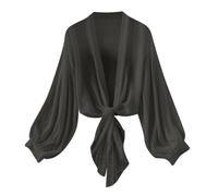 Cárdigan Gasa para Mujer Manga Larga Elegante Verano Blusa Color sólido Estampado cordón Casual Vestidos Fiesta Moda Playa Suelto Cárdigan Vacaciones 2025