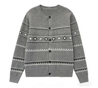 Cardigan genérico para hombre con motivos étnicos, estilo escandavege y cómodo, suéteres, chalecos y sudaderas para hombre para looks casuales y días de invierno, viajes y senderismo, Gris108, XL