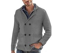 Cardigan genérico para hombre de doble hilera de botones de color sólido grandes con bolsillos laterales chaqueta de moda al aire libre para trajes casuales de todos los días, gris, L
