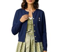 Cardigan genérico para mujer, elegante, bávaro, tejido de punto y manga larga, chaqueta de ganchillo, con cuello en V, para fiestas populares bávaras, azul marino, Talla única