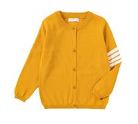 Cardigan Genérico Versión Coreana Primavera Otoño Delgado Color Sólido Familiar Algodón Mezclado Cuello Redondo Punto Viento, Ye2, 5-6 Años