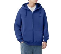 Cardigan Hombre Chic Zippe Cardigan Sport Homme Sudadera con capucha holgada, sudadera polar gruesa, capa térmica de manga larga, cómoda, sudadera casual color sólido, azul, 3XL