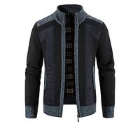 Cardigan Hombre Otoño Invierno Chaqueta de punto tejido Casual Suéter Abrigo Patchwork cremallera Moda Jersey Chaqueta cuello alto cálida Informal Cómodo elegante Outwear Tops Talla grande 2024