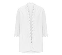 Cárdigan Informal De Verano con Abertura Frontal para Mujer, Manga 3/4, Tipo Bolero, para Playa, con Bordes Ondulados, Ligero, Tipo Kimono, Chaqueta Fina De Transición, Color Blanco, Talla XXL