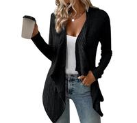 Cárdigan Largo Mujer Cardigan Largo Primavera Talla Grande Ladies Long Chaqueta Cárdigan Women Manga Larga Cardigan Suelto Largos Señora Womens Cardigans Cárdigans Mujer Tallas Grandes Negro XXL