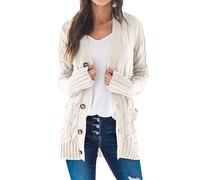 Cárdigan Largo Mujer Cardigan Women Largo Chaqueta Punto Primavera Talla Grande Chaquetas de Punto Mujeres Long Sueter Cardigans Women Jersey Knit Abrigo Cardigan Señora Cárdigans Mujer Beige S