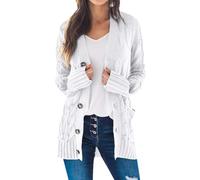 Cárdigan Largo Mujer Cardigan Women Largo Chaqueta Punto Primavera Talla Grande Chaquetas de Punto Mujeres Long Sueter Cardigans Women Jersey Knit Abrigo Cardigan Señora Cárdigans Mujer Blanco 5XL