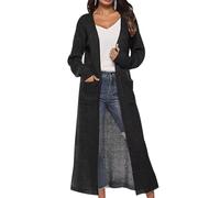 Cárdigan Largo Mujer Cardigan Women Largo Primavera Chaqueta Punto Talla Grande Chaquetas de Punto Mujeres Long Sueter Cárdigan Women Jersey Knit Cardigan Señora Cardigans Cárdigans Mujer Negro XL