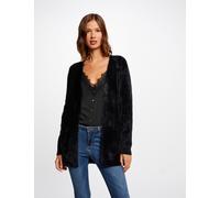 Cárdigan largo punto aterciopelado negro mujer S