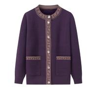 Cárdigan ligero clásico para mujer mayor,cárdigan de punto para mediana edad y personas mayores,top informal para anciana,abrigo para abuela,primavera,otoño,ropa para madre,suéter cálido,morado,XL