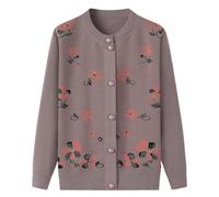 Cárdigan ligero clásico para señoras mayores,cárdigan de punto para mediana edad y personas mayores,top informal para anciana,abrigo para abuela,primavera,otoño,ropa para madre,suéter cálido,caqui,L