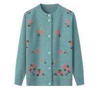 Cárdigan ligero clásico para señoras mayores Jersey Cárdigan de punto para mediana edad y ancianos Señora mayor Top informal Ropa de abuela Abrigo Primavera Otoño Ropa de madre Suéter cálido,Azul,M