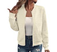 Cárdigan ligero con cremallera para mujer, chaqueta bomber de manga larga con cremallera completa, cárdigan de primavera con cremallera, ligero, sin capucha, chaqueta de vuelo para otoño, amarillo, L