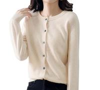 Cárdigan ligero de manga larga para mujer, clásico, cuello redondo, cárdigan fino con botones, suéter suelto de punto, cárdigan de manga larga con cuello en U para otoño