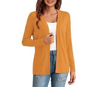 Cárdigan Ligero De Manga Larga para Mujer Informal Abierto Al Frente para Oficina De Negocios Largo Bolero Cuello En V Suéter De Punto Abrigos Chaqueta Kimono Fina Color Naranja M