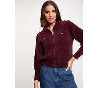 Cárdigan manga larga cuello de solapa ciruela mujer L