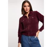 Cárdigan manga larga cuello de solapa ciruela mujer XL