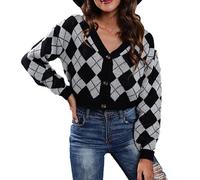 Cardigan Mujer con Bolsillos Elegante Rebeca De Casa Estampados Chaqueta Mujer Entretiempo Fina Largo para Vestidos Parka Colores Sólidos Otoño Clásico Halloween 2#Negro S