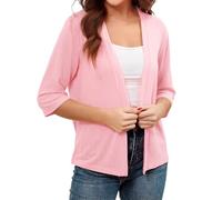 Cardigan Mujer con Bolsillos Elegante Rebeca Trabajo Ganchillo Chaqueta Mujer Entretiempo Fina Largo De Casa Abrigo De Punto Otoño Clásico Halloween 2#Rosa XXL