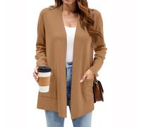 Cardigan Mujer con Bolsillos Entretiempo Rebeca Trabajo De Punto Chaqueta Mujer Entretiempo Fina Largo De Casa Abrigo Ganchillo Primavera Moda Halloween 1#marrón XXL