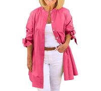 Cardigan Mujer con Bolsillos Fina Rebeca De Vestir Colores Sólidos Chaqueta Mujer Entretiempo Elegante Largo Trabajo Parka De Punto Otoño Casual Oktoberfest 2#Rosa Fuerte XL