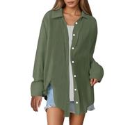 Cardigan Mujer Corto Elegante Rebeca De Vestir Ganchillo Chaqueta Mujer Entretiempo Fina Talla Grande Trabajo Parka Colores Sólidos Otoño Clásico Navidad 2#Verde del ejército XL