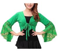 Cardigan Mujer Gant,Top De Danza del Vientre para Mujer con Borlas Y Monedas Brillantes Cárdigan Corto con Lazo En La Parte Delantera para Mujer Bolero De Encaje para Danza del Vientre para Festiva