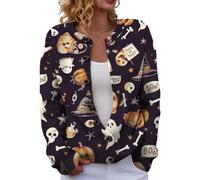 Cárdigan mujer Halloween elegante suéter con botones Boho Vintage, 01 negro