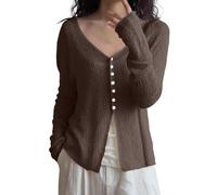 Cardigan Mujer Invierno Cárdigan Holgado Manga Larga Ligero Transpirable Ideal Verano Casual Top Ajustado Estilo Relajado Punto Mujer clásico (Coffee, XL)