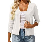 Cardigan Mujer Invierno Cárdigan Ligero de Encaje para Mujer Top Punto Mangas Chal clásico Prenda Femenina Ideal Vestir Capa Elegante (White, M)