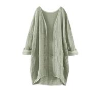Cárdigan Mujer Larga Playa,Chaleco Largo Atrapado Mujer De Gran Tamaño, Abrigo De Un Solo Botón Suéter Punto Abrigo Gancho Abrigos Casual Manga Larga Cardigan Liso Versátil XXXL, Mint Green, XXL