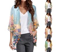 Cárdigan Mujer Largo Bohemio, Chaleco Mujer Chic Y Elegant Gran Tamaño, Abrigo Mediados de Temporada Estampado Floral Abrigos Casual Personalizado Cardigan Manga Larga Abierta Chaleco Delantero, malva