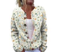 Cárdigan Mujer Largo Invierno Con Botones Elegante Y Elegante Casual Manga Larga Chaqueta Chalecos Vintage Suéter Abierto Frontal Sudadera Cuello Redondo Chaqueta De Punto De Gran Tamaño Suave Abrigo