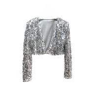 Cardigan Mujer Largo,Señoras Gasa Lentejuelas Brillantes Diseño Bolero Shrugs Tops Cortos Cárdigan De Manga Larga Frente Abierto Sheer Shrugs Tops Chaqueta De Hombro Capa Fiesta De Noche Cubrir para