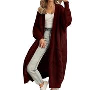 Cárdigan Mujer Manga Larga, Rebeca Mujer Invierno Larga Abertura Frontal Calientes Casual Para Uso Diario Moda Largo Suéter Cárdigan Mangas Largas Salvaje Estilo Perezoso Elasticos Jersey Abrigo