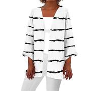 Cardigan Mujer Otoño Chaqueta De Mujer Talla Grande Encaje Rebeca Verano Cardigan Unicolor Mangas Largas Ancho Punto Casual Ropa 11#Blanco XL