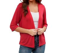 Cardigan Mujer Otoño Chaqueta Fina Mujer Ligero Encaje Rebeca Verano Cardigan Invierno Mangas Largas Unicolor Lana Basicas Ropa 2#Rojo XXL