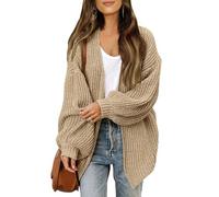 Cardigan Mujer Otoño Chaqueta Fina Mujer Mangas Largas Invierno Rebeca Corta Cardigan Basicas Talla Grande Unicolor Verano Encaje Ropa 2#Caqui XXL