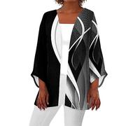 Cardigan Mujer Otoño Chaqueta Fina Mujer Mangas Largas Invierno Rebeca Verano Cardigan Basicas Talla Grande Casual Corta Encaje Ropa 12#Negro 3XL