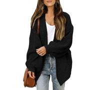 Cardigan Mujer Otoño Chaqueta Fina Mujer Talla Grande Encaje Cardigan Lana Rebeca Casual Mangas Largas Basicas Verano Ancho Ropa 12#Negro XL